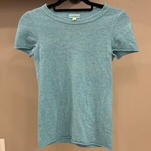 100% Cashmere J Crew Light Blue Short Sleeve Sweater, Size XS